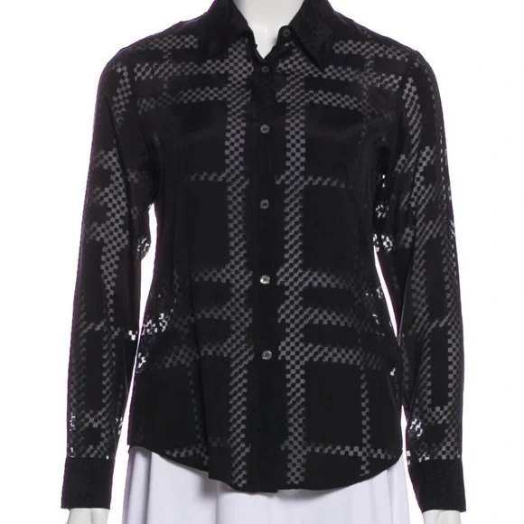Burberry Sheer Silk Check Blouse - Picture 1 of 5